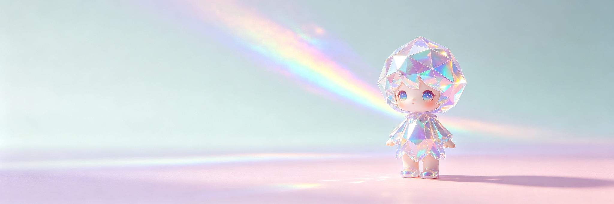 A prism-spirit catching a holographic light streak